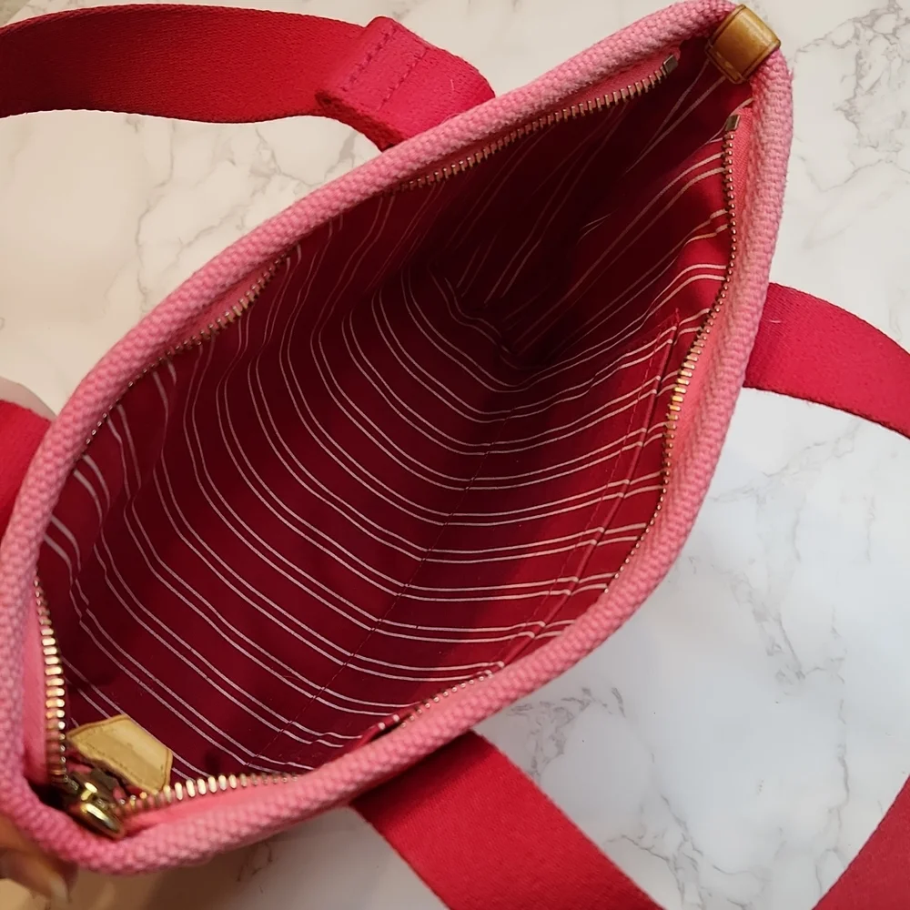 Louis Vuitton Pink Canvas Tote with Gold Hardware